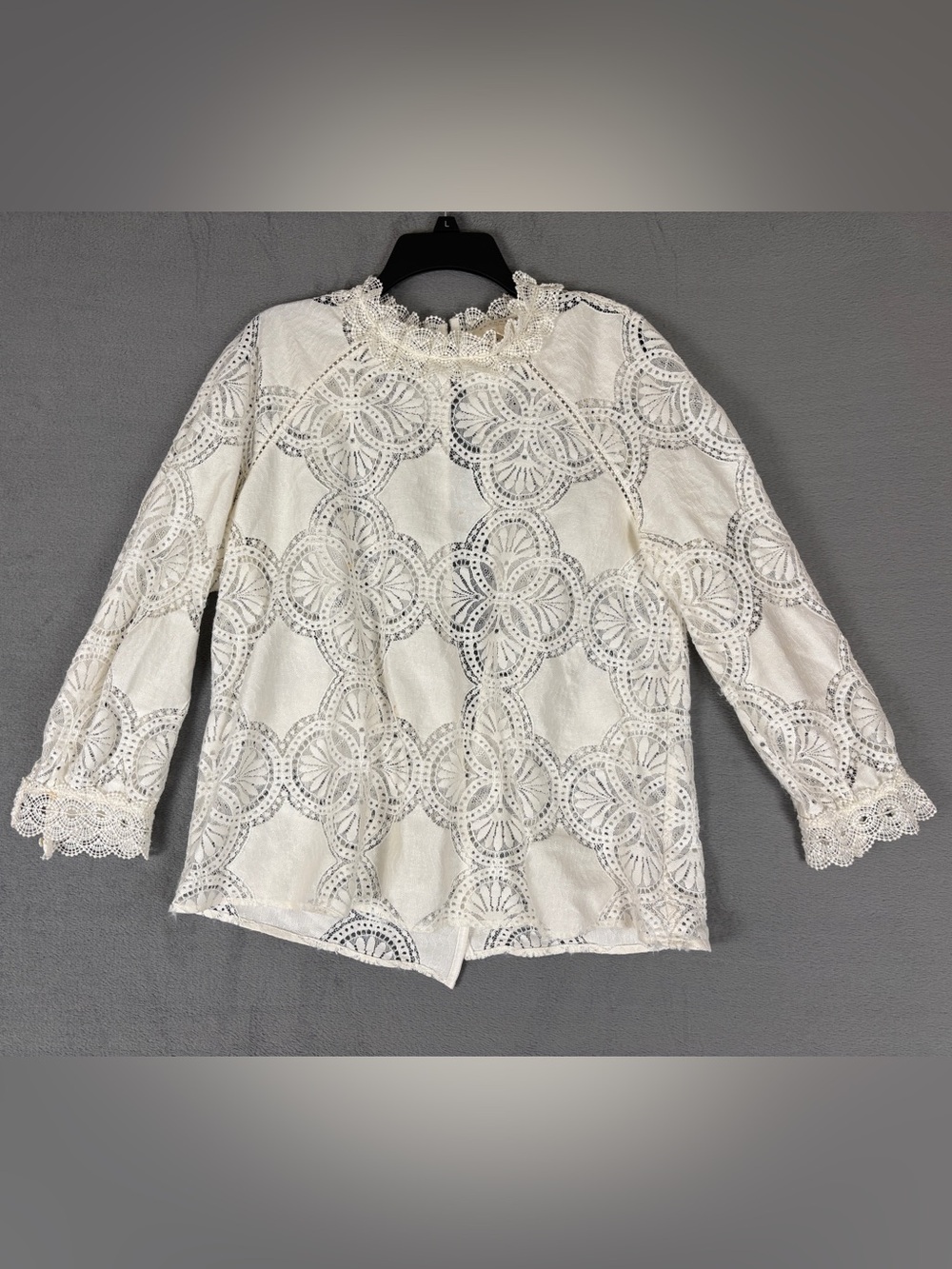 Sézane Bianca Women's Ivory Lace Long-Sleeve Top